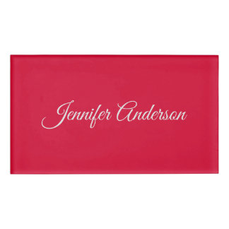 Badge D'identification Chic Calligraphie Élégant Cerisier Rouge Personnal