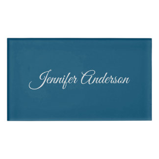Badge D'identification Chic Calligraphie Elégant Océan Bleu Personnalisé