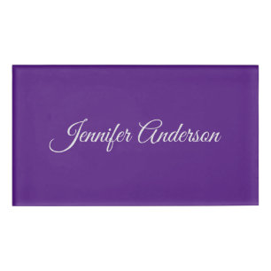 Badge D'identification Chic Calligraphie Elégant Royal Purple Personnalis