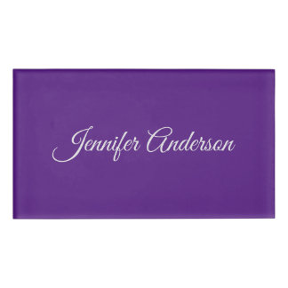 Badge D'identification Chic Calligraphie Elégant Royal Purple Personnalis