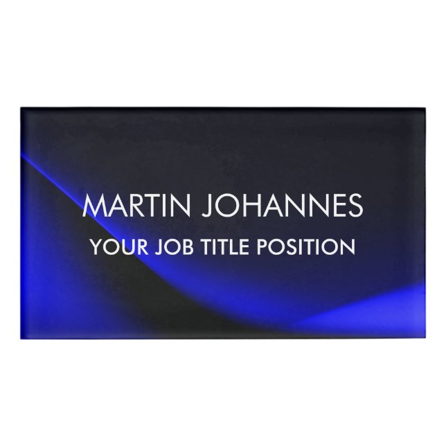 Badge D'identification Chic Elegant Plain Bleu Design (Devant)