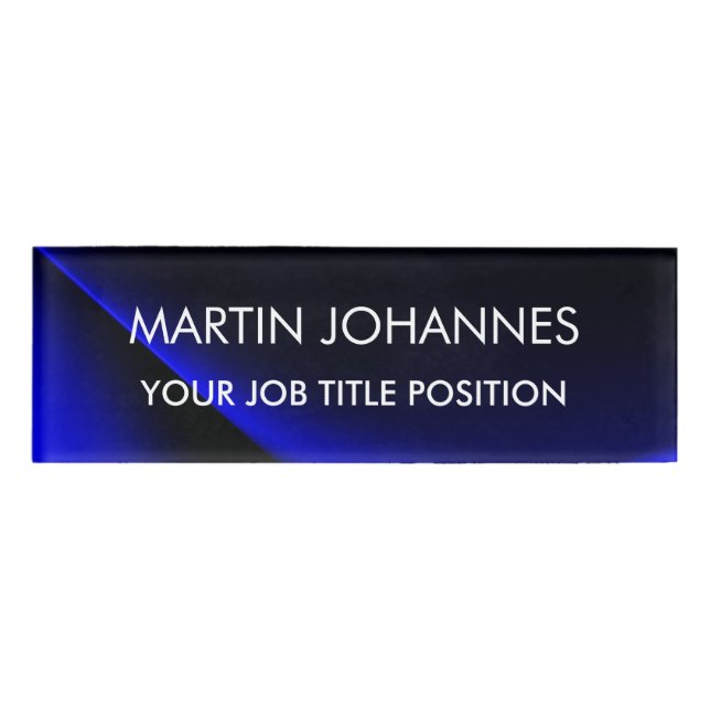 Badge D'identification Chic Elegant Plain Bleu Design (Devant)