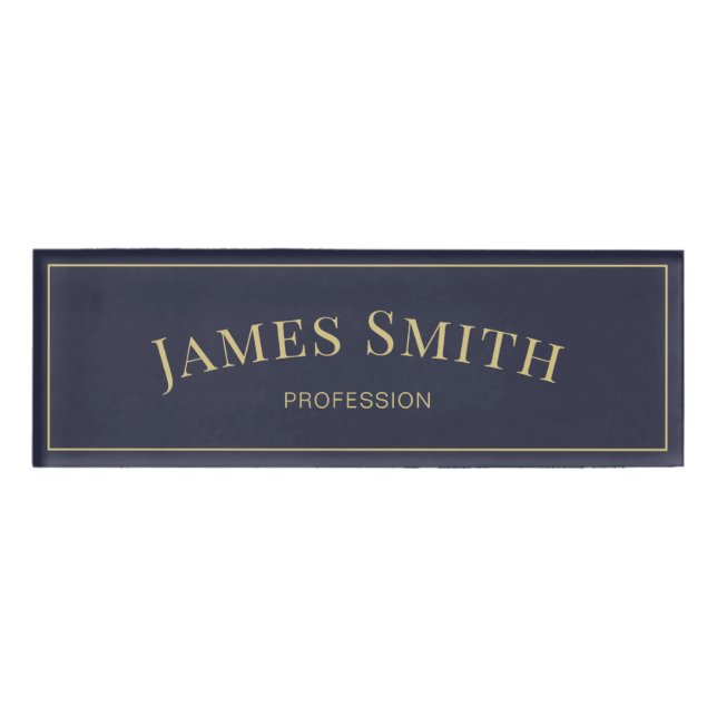 Badge D'identification Chic Indigo Bleu foncé & Luxe Golden Professional (Devant)