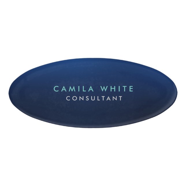 Badge D'identification Chic Night Blue Elegant Professionnel (Devant)