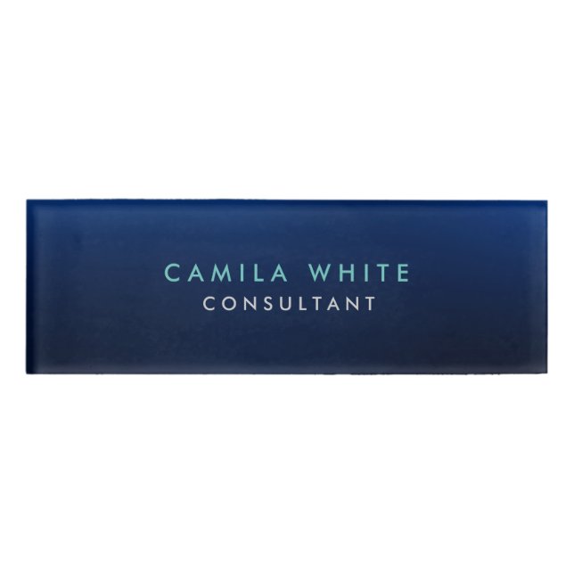 Badge D'identification Chic Night Blue Elegant Professionnel (Devant)
