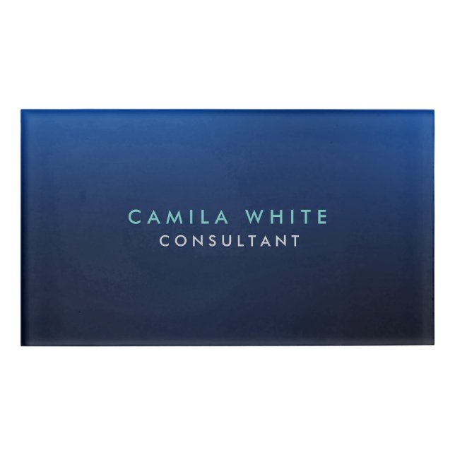 Badge D'identification Chic Night Blue Elegant Professionnel (Devant)
