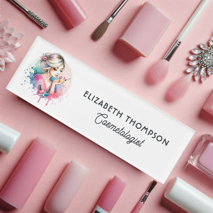 Badge D'identification Chic Watercolor Nail Salon