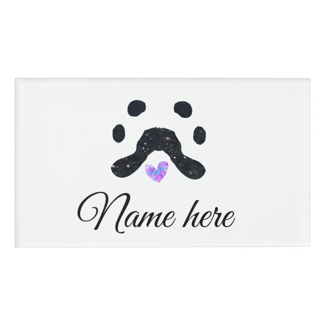 Badge D'identification Chien patte noir animal ajouter nom texte animal p (Devant)