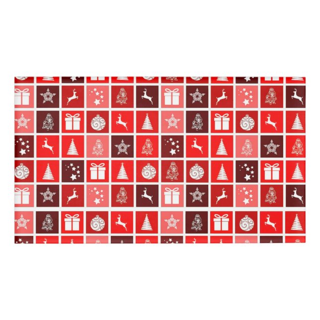 Badge D'identification Christmas Icon Red Squares Holiday Art Classic (Devant)