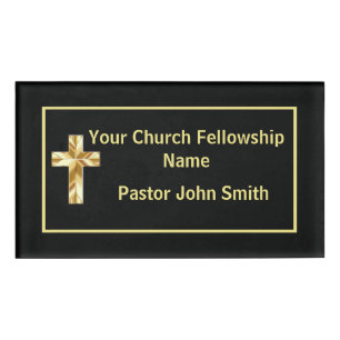 Badge D'identification Church Pastor Classy Noir