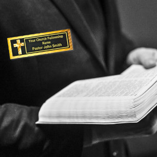 Badge D'identification Church Pastor Classy Or Et Noir