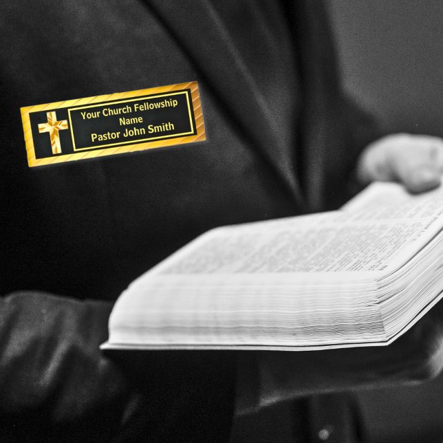 Badge D'identification Church Pastor Classy Or Et Noir (Créateur téléchargé)