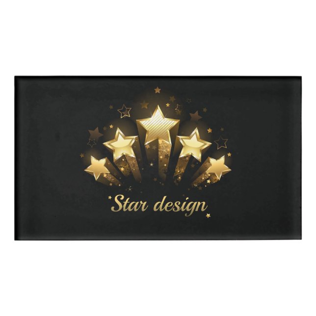 Badge D'identification Cinq étoiles d'or en noir (Devant)