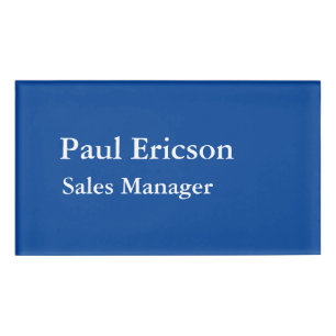 Badge D'identification Classique Elégant Plat Professionnel Bleu Profond