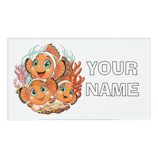 Badge D'identification Clown fish Cartoon cute Family Underwater (Devant)