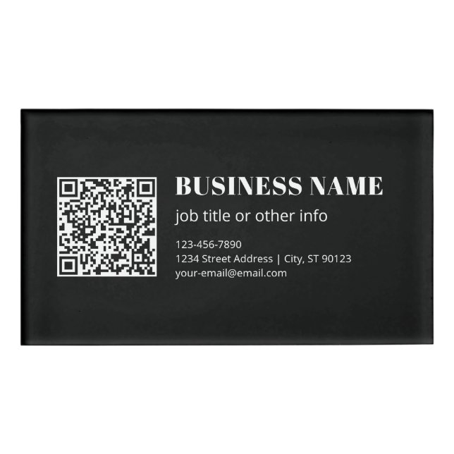 Badge D'identification Code QR personnalisé & Texte rétro-moderne modifia (Devant)