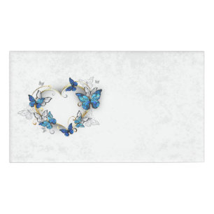 Badge D'identification Coeur bijoux avec papillons Morpho