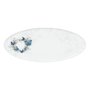 Badge D'identification Coeur bijoux avec papillons Morpho