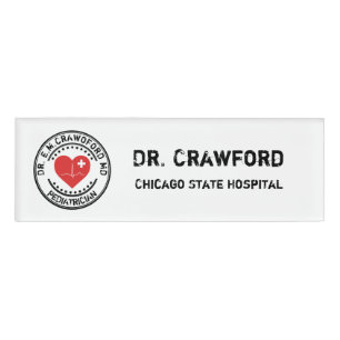 Badge D'identification Coeur ECG de docteur tampon en caoutchouc avec