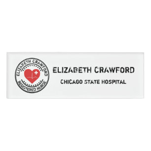 Badge D'identification Coeur ECG de timbre d'infirmier autorisé avec