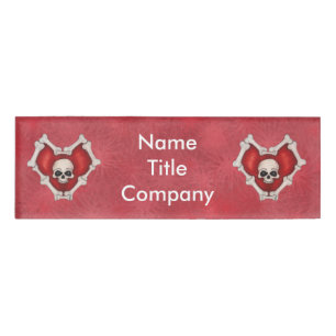 Badge D'identification Coeurs gothiques rouges du crâne des os sur Starbu