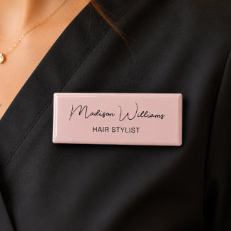 Badge D'identification Coiffeur Rose Moderne