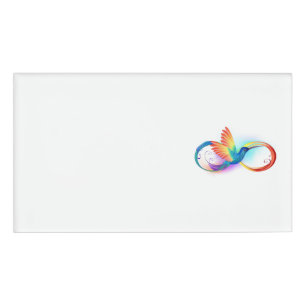 Badge D'identification Colibri arc-en-ciel avec symbole Infinity