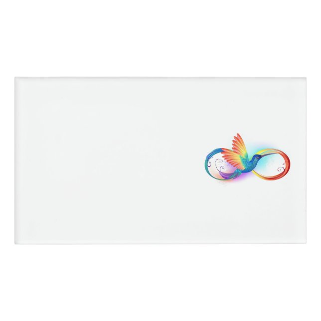 Badge D'identification Colibri arc-en-ciel avec symbole Infinity (Devant)
