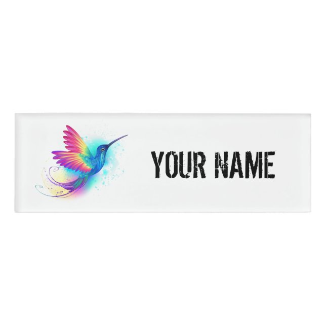 Badge D'identification Colibri arc-en-ciel exotique (Devant)
