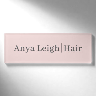 Badge D'identification Collection Élégante Moderne de Coiffeur Rose Pâle