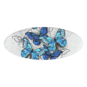 Badge D'identification Composition des White and Blue Butterflies