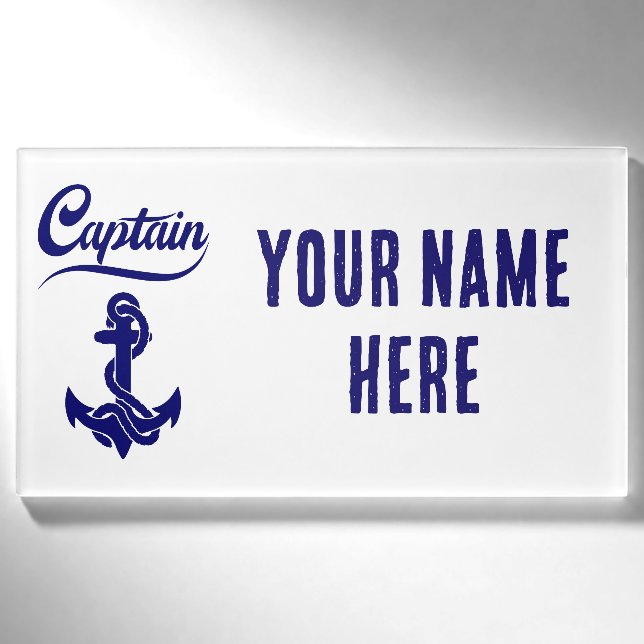 Badge D'identification Conception nautique d'ancre de voilier capitaine (Devant)