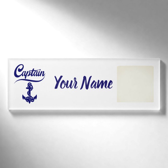 Badge D'identification Conception nautique d'ancre de voilier capitaine (Devant)