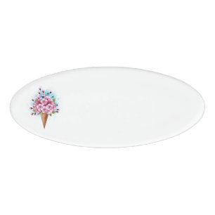 Badge D'identification Cône rose Sakura crème glacée gaufre