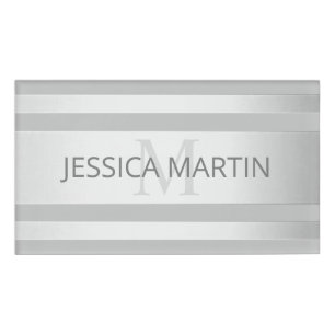 Badge D'identification Contemporain Faux Argent Ombre Gris