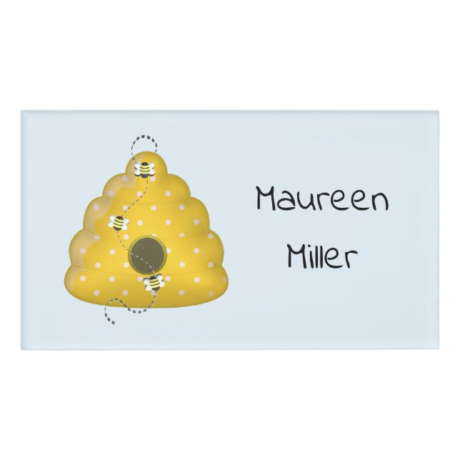 Badge D'identification Cool d'abeilles avec ruche d'abeilles rectangulair (Devant)