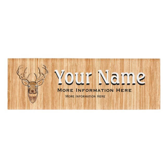Badge D'identification Copie en bois de style de grain de tête de cerfs (Devant)