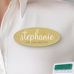 Badge D'identification Copie Girly de feuille d'or - manuscrit et titre