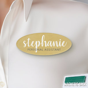 Badge D'identification Copie Girly de feuille d'or - manuscrit et titre