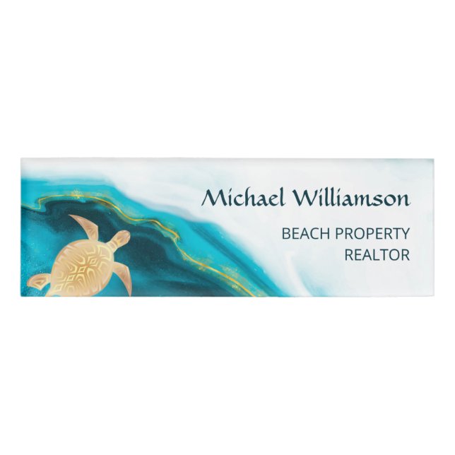 Badge D'identification Côte Turquoise de la tortue de mer d'or (Devant)