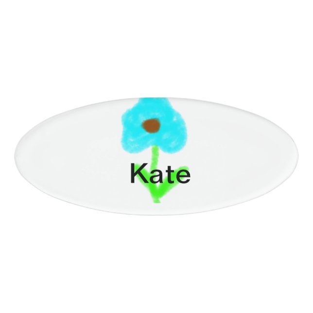 Badge D'identification Couleur d'aquarelle bleu vert ajouter votre nom te (Devant)