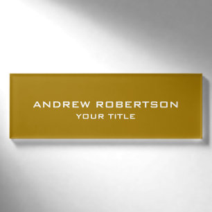 Badge D'identification Couleur or Plain Élégant Minimaliste Simple