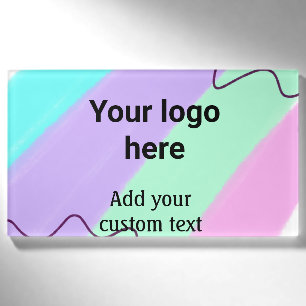 Badge D'identification Couleur pastel simple ajoutez votre logo texte per