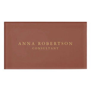 Badge D'identification Couleurs Brown or professionnel minimaliste tendan