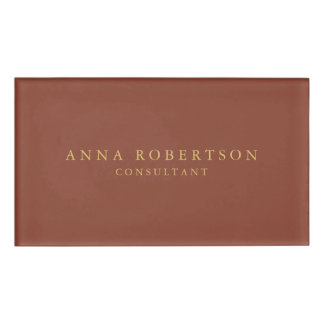 Badge D'identification Couleurs Brown or professionnel minimaliste tendan