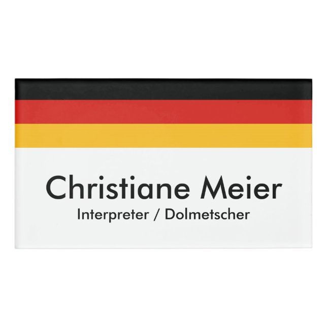 Badge D'identification COULEURS DE DRAPEAU ALLEMANDE + vos idées (Devant)