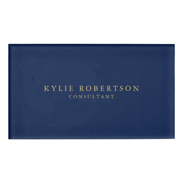 Badge D'identification Couleurs d'or bleu professionnel tendance moderne  (Devant)