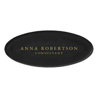 Badge D'identification Couleurs d'or noir professionnel minimaliste tenda