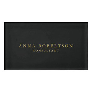 Badge D'identification Couleurs d'or noir professionnel minimaliste tenda