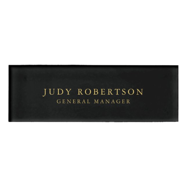 Badge D'identification Couleurs Or Noir Professionnel Tendance Minimalist (Devant)